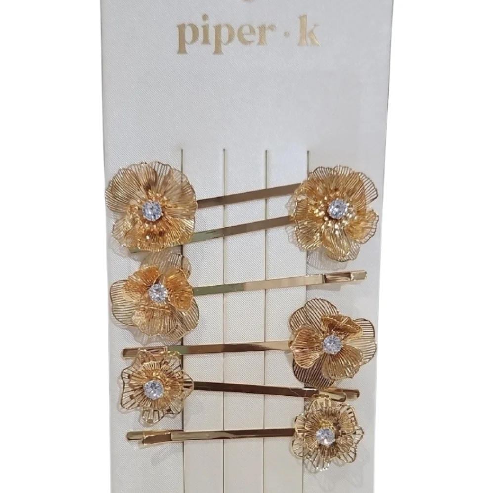 💛▪️ Piper K▪️Gold Floral Blososm 6 Piece  Hair Pins